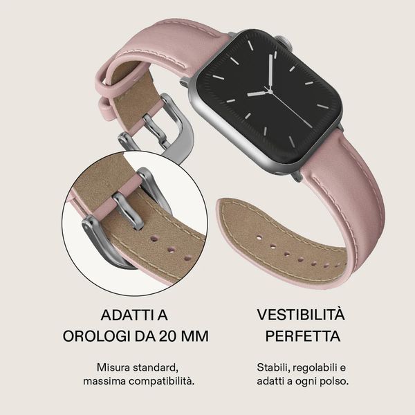 Burga Bracelet en cuir véritable Apple Watch | 38/40/41/42 mm - Pillow Talk / Silver