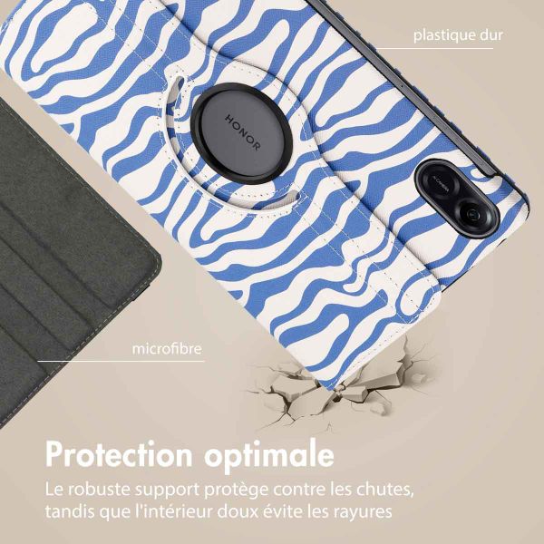 imoshion Coque tablette Design rotatif à 360° Honor Pad X9 - White Blue Stripes