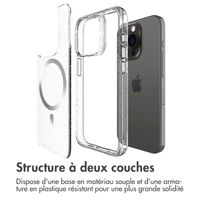 imoshion Coque arrière transparente Pailletée avec MagSafe Apple iPhone 15 Pro - Argent