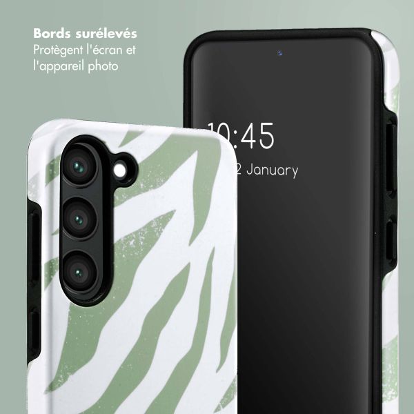 Selencia Coque arrière Vivid Samsung Galaxy S23 - Colorful Zebra Sage Green