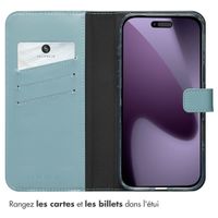 Selencia Étui portefeuille en cuir véritable Apple iPhone 17 Pro Max - Bleu clair