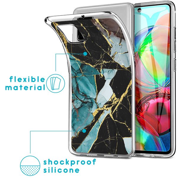 imoshion Coque Design Samsung Galaxy A71 - Marbre - Bleu