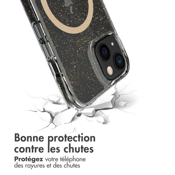 imoshion Coque arrière transparente Pailletée avec MagSafe Apple iPhone 13 - Doré