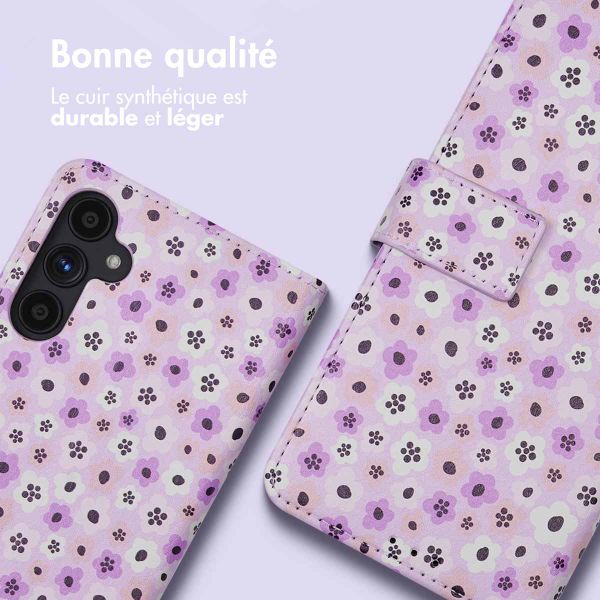 imoshion ﻿Étui de téléphone portefeuille Design Samsung Galaxy A34 (5G) - Purple Flowers