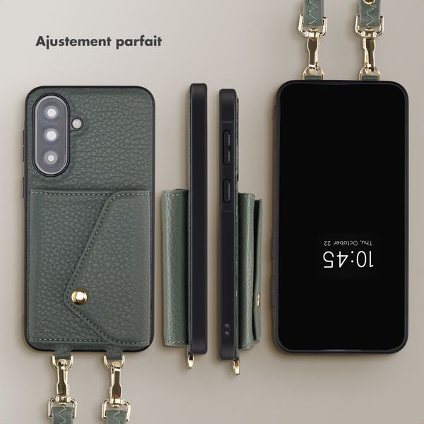 Selencia Coque de télephone Sera avec cordon et porte-cartes enveloppe Samsung Galaxy A37 (5G) - Sage Green