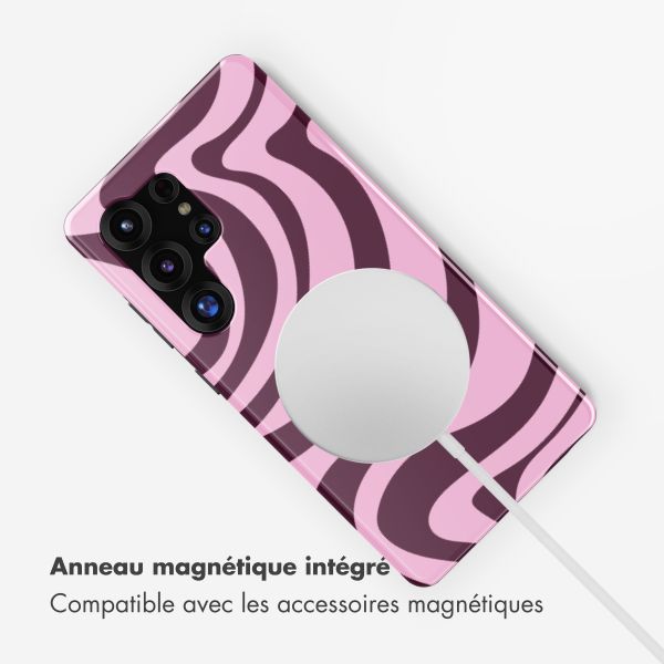 Selencia Coque arrière Vivid avec MagSafe Samsung Galaxy S25 Ultra - Wavy Swirl Pink Plum
