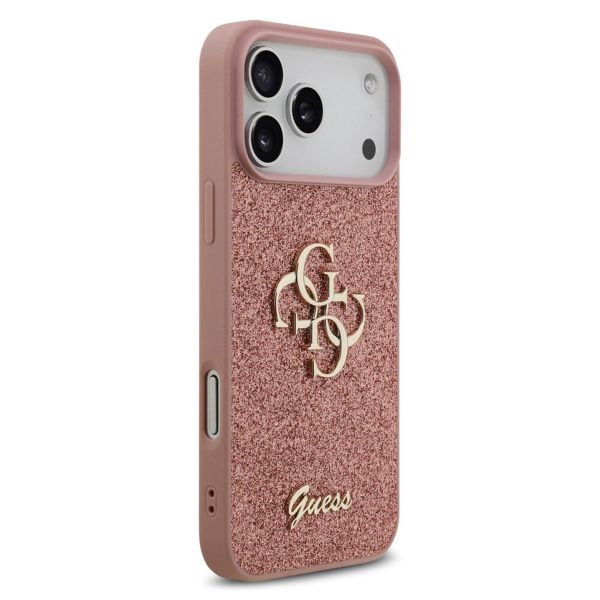 Guess Coque 4G Metal Logo Glitter Apple iPhone 17 Pro Max - Rose