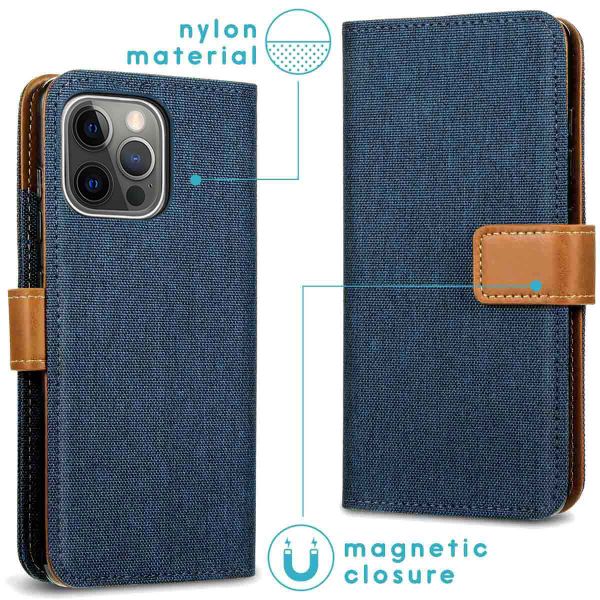 imoshion Étui de téléphone portefeuille Luxe Canvas iPhone 13 Pro - Bleu foncé