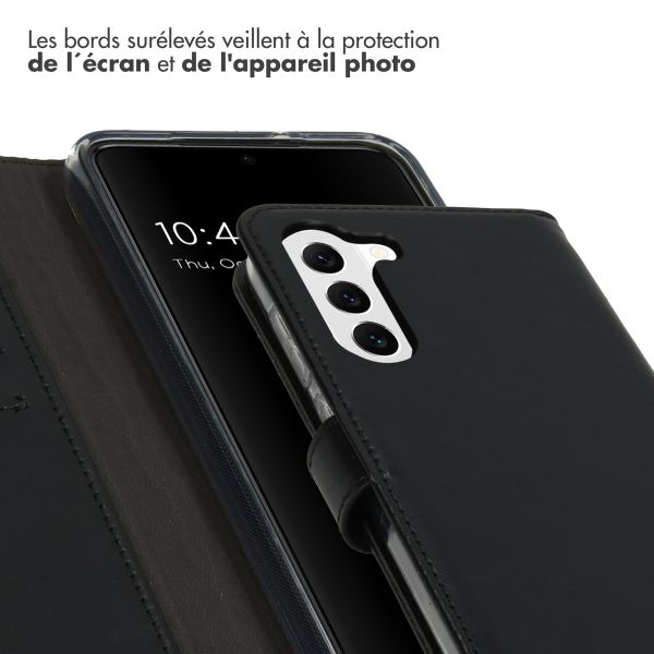 Selencia Étui portefeuille en cuir véritable Samsung Galaxy S23 - Noir