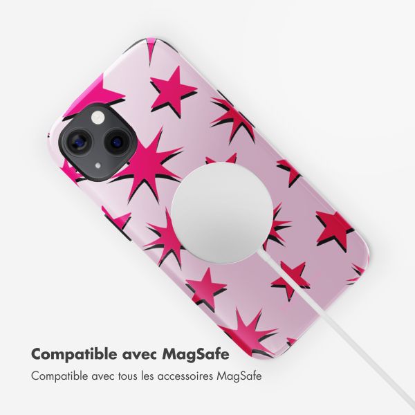 Selencia Coque arrière Vivid Tough avec MagSafe iPhone 13 - Stars Rubine Red Light Pink