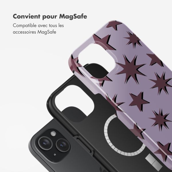 Selencia Coque arrière Vivid Tough avec MagSafe iPhone 15 - Stars Plum Lilac