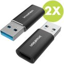 imoshion 2x Adaptateur USB-A 3.1 (mâle) vers USB-C (femelle) - OTG - Noir