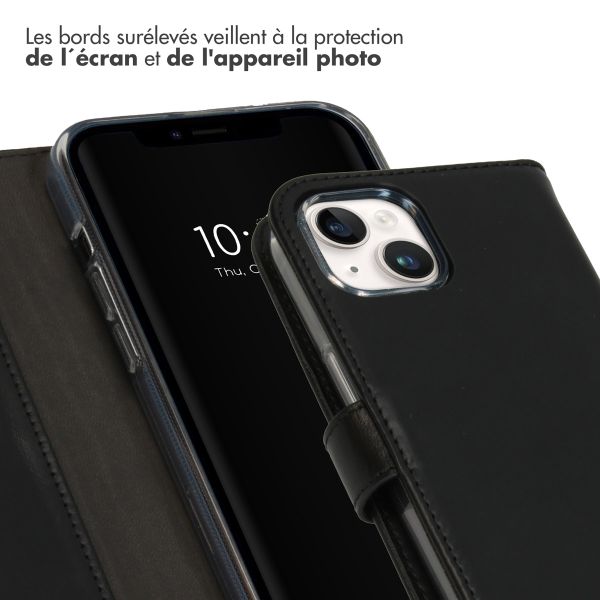 Selencia Étui portefeuille en cuir véritable Apple iPhone 15 Plus - Noir