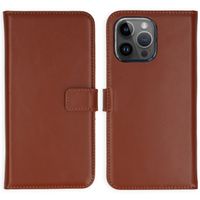 Selencia Étui portefeuille en cuir véritable Apple iPhone 15 Pro Max - Marron clair
