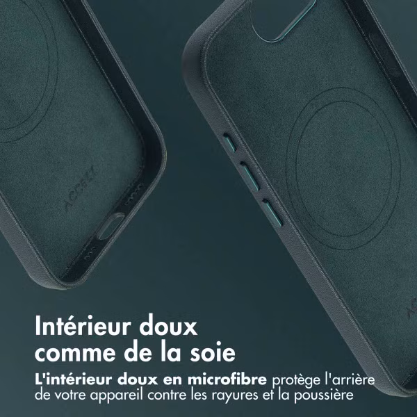Accezz Coque arrière en cuir avec MagSafe Apple iPhone 16e - Cedar Green