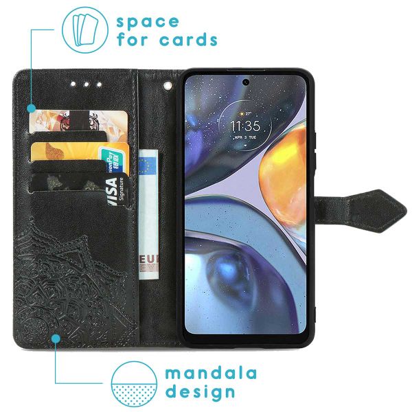 imoshion Etui de téléphone portefeuille Mandala Motorola Moto G22 - Noir