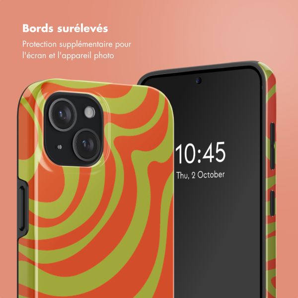 Selencia Coque arrière Vivid Tough avec MagSafe iPhone 15 - Wavy Swirl Orange Fern