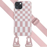 Selencia Coque design en silicone avec cordon amovible Apple iPhone 14 - Irregular Check Sand Pink