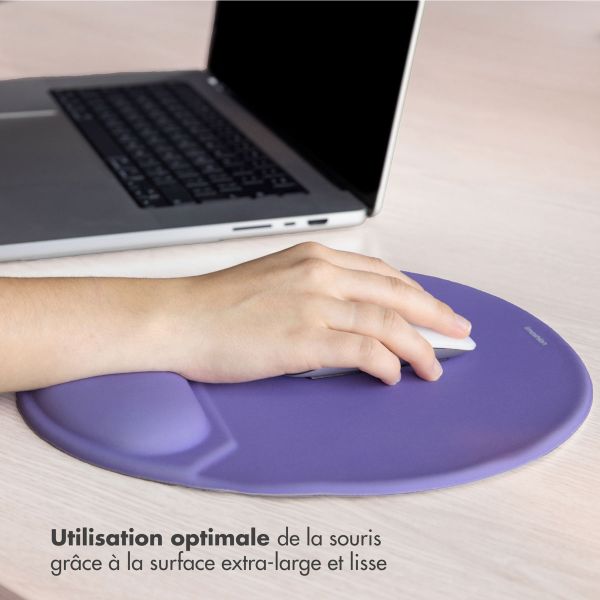 imoshion Tapis de souris ergonomique - Tapis de souris avec repose-poignet - 30 x 25 cm - Lilas