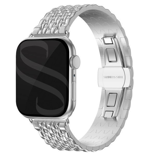 Selencia Bracelet dragon en acier Apple Watch Series 1 á 9 / SE (38/40/41 mm) | Series 10 (42 mm) - Argent