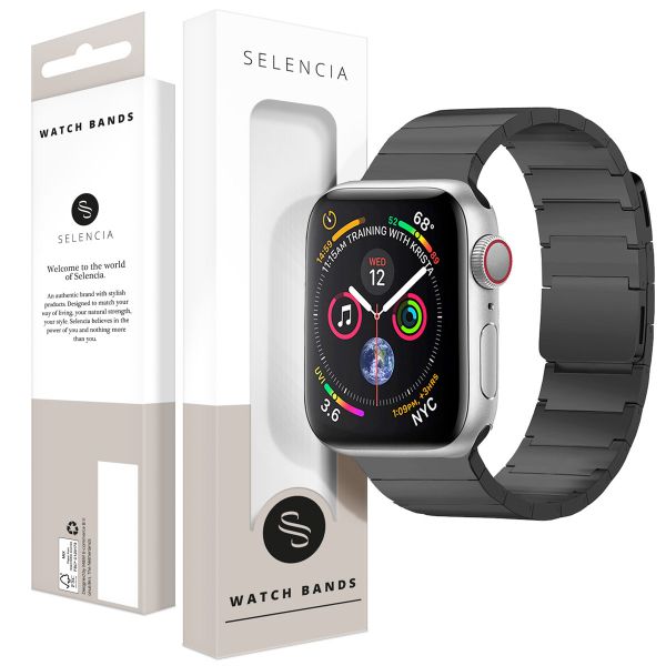 Selencia Bracelet magnétique en acier Apple Watch Series 1 á 9 / SE (38/40/41 mm) | Series 10 / 11 (42 mm) - Noir
