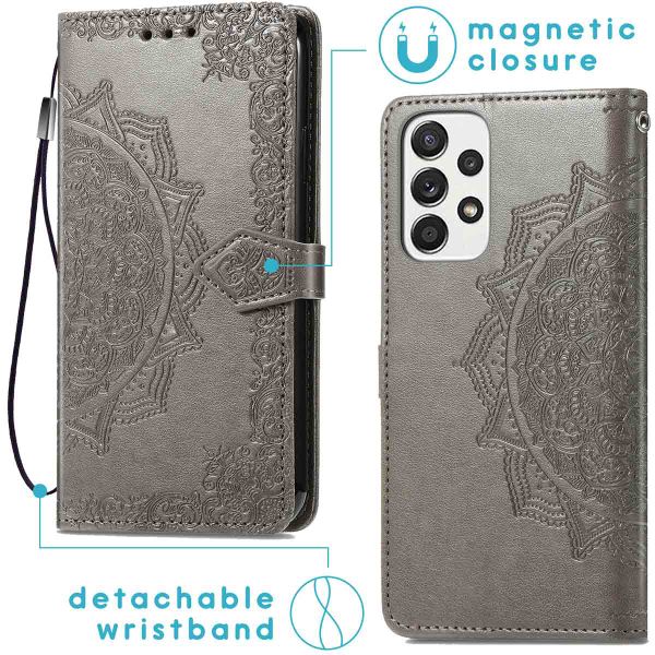 imoshion Etui de téléphone portefeuille Mandala Samsung Galaxy A33 - Gris