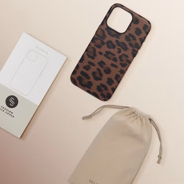 Selencia Coque Sabi imprimé panthère avec MagSafe Apple iPhone 15 Pro Max - Mocha Brown