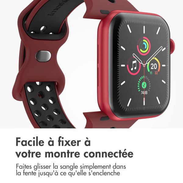 imoshion Bracelet sport⁺ Apple Watch Series 1 á 10 / SE / Ultra (2) (44/45/46/49 mm) - Taille S/M - Wine Red & Black