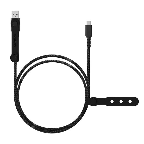 Fairphone Câble de recharge LongLife USB-C vers USB-C/USB-A - 240W - 2.5 mètres - Noir