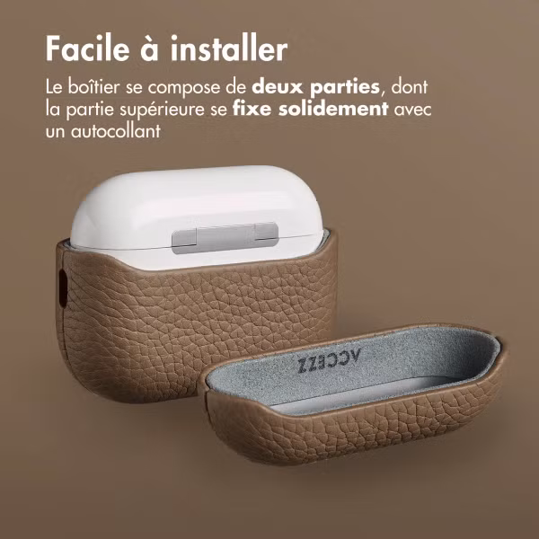 Accezz Coque en Cuir véritable Apple AirPods Pro 3 - Taupe