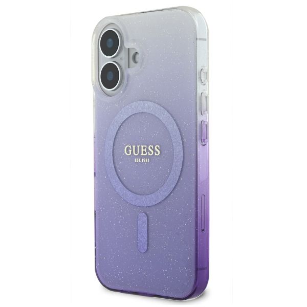 Guess Coque MagSafe IML Glitter Gradient Apple iPhone 16 - Purple
