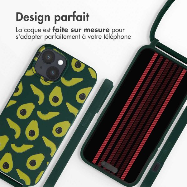 imoshion Coque design en silicone avec cordon iPhone 15 - Avocado Green