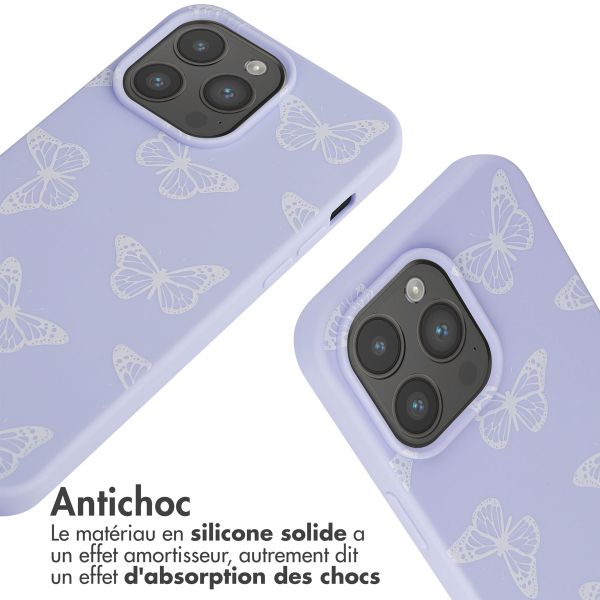 imoshion Coque design en silicone avec cordon Apple iPhone 15 Pro Max - Butterfly