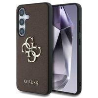 Guess Coque 4G Metal Logo Saffiano Samsung Galaxy S25 Plus - Marron