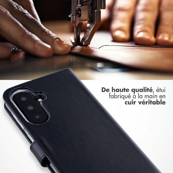Selencia Étui portefeuille en cuir véritable Samsung Galaxy A37 (5G) - Noir