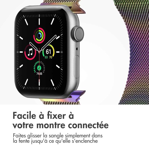 imoshion Bracelet magnétique milanais Apple Watch Series 1 - 9 / SE (38/40/41 mm) | Series 10 / 11 (42 mm) - Taille M - Colorful