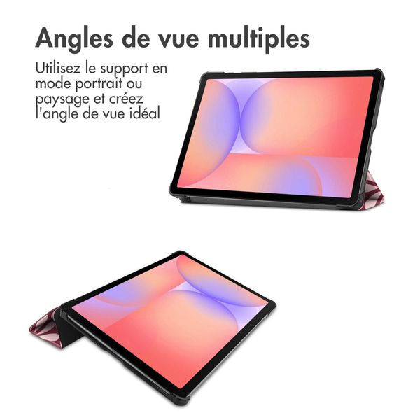 imoshion Coque tablette Design Trifold Samsung Galaxy Tab S9 11.0 pouces / Tab S10 FE / S9 FE 10.9 pouces - Bloom Love Blush