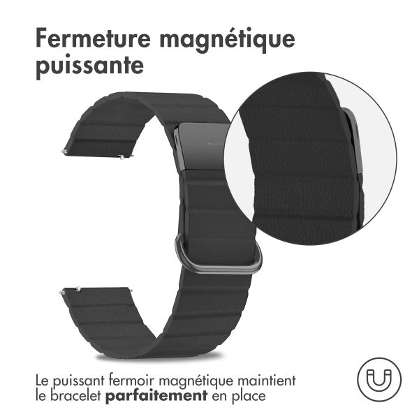 imoshion Bracelet en cuir magnétique - Connexion universelle de 20 mm - Noir