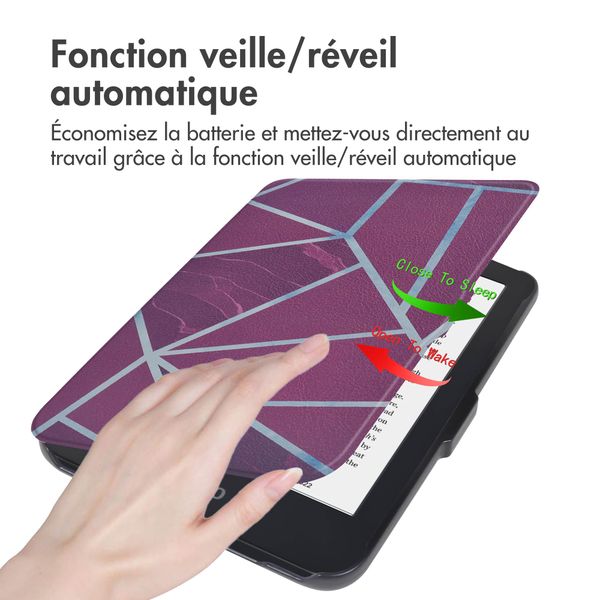 imoshion Design Slim Hard Case Sleepcover Kobo Clara 2E / Tolino Shine 4 - Bordeaux Graphic