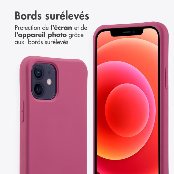 imoshion Coque arrière Color avec cordon amovible et MagSafe Apple iPhone 12 (Pro) - Raspberry