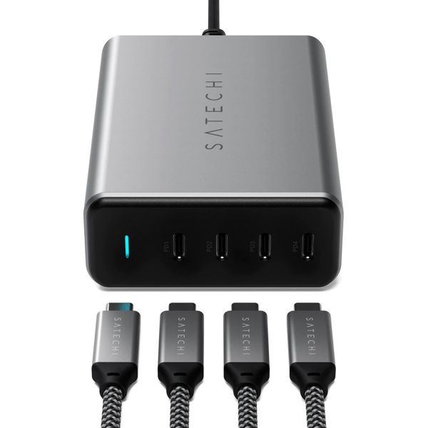 Satechi Chargeur USB-C GaN 4 ports 140 W | Chargeur de bureau - Gris sidéral