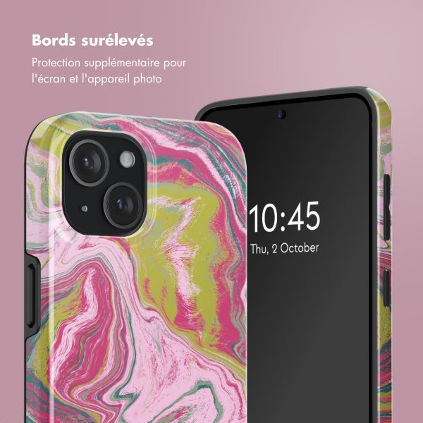 Selencia Coque arrière Vivid Tough avec MagSafe iPhone 15 - Marble Pink