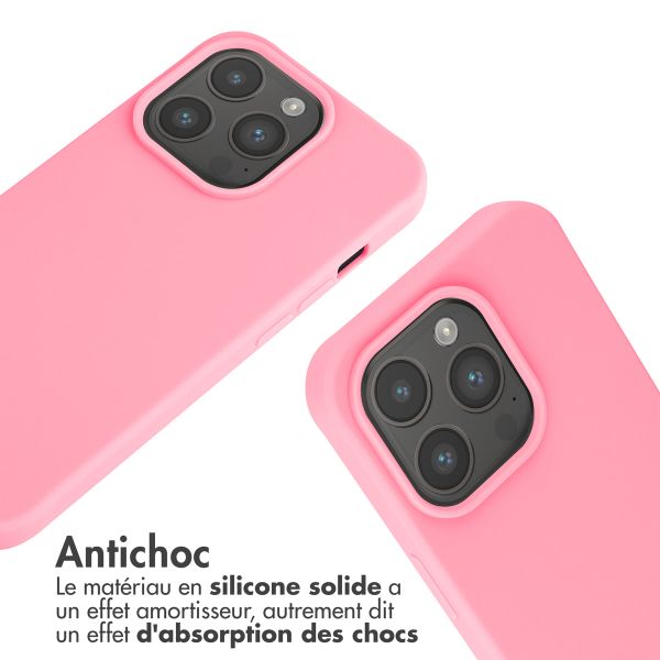 imoshion Coque en silicone avec cordon Apple iPhone 15 Pro - Rose
