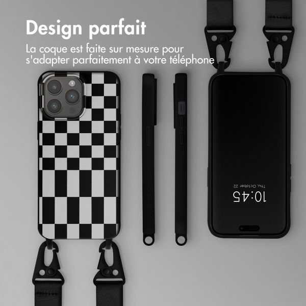 Selencia Coque design en silicone avec cordon amovible Apple iPhone 15 Pro Max - Irregular Check Black