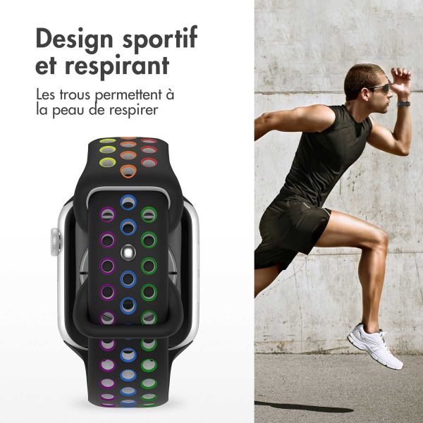 imoshion Bracelet sport⁺ Apple Watch Series 1 á 10 / SE / Ultra (2) (44/45/46/49 mm) - Taille S/M - Black Rainbow