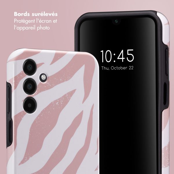 Selencia Coque arrière Vivid Tough Samsung Galaxy A15 (5G/4G) - Colorful Zebra Old Pink