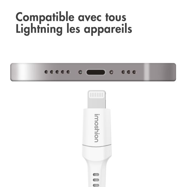 imoshion ﻿Câble Lightning vers USB-C - Non MFi - Textile tressé - 0,25 mètre - Blanc