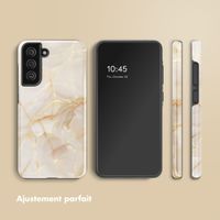 Selencia Coque arrière Vivid Samsung Galaxy S21 FE - Golden Beige Marble