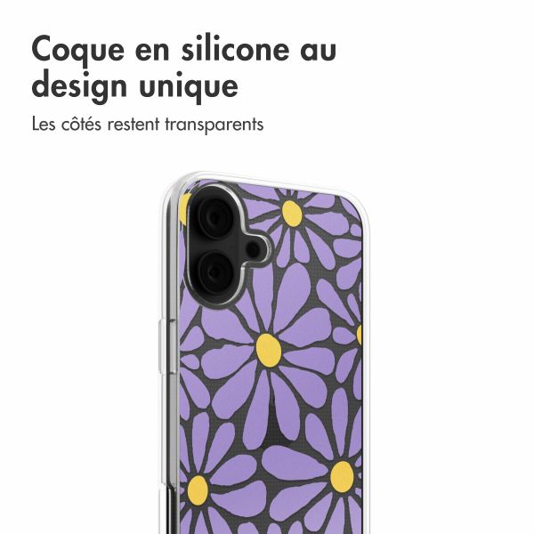 imoshion Coque design pour iPhone 16 - Tropical Violet Flowers Connect