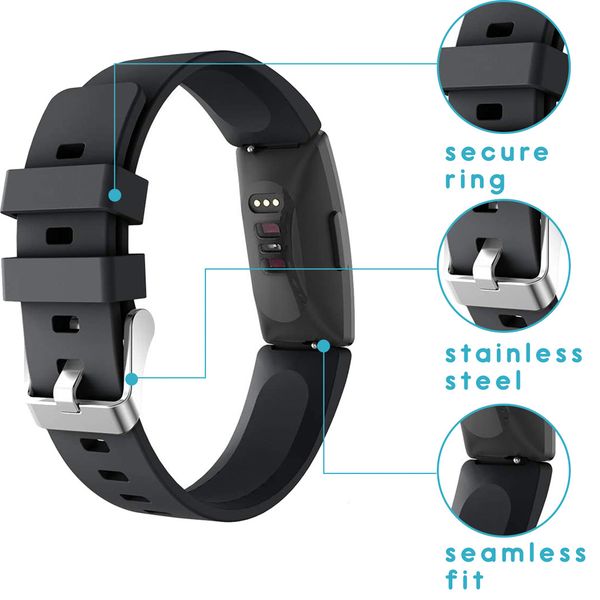 imoshion Bracelet silicone le Fitbit Inspire - Noir